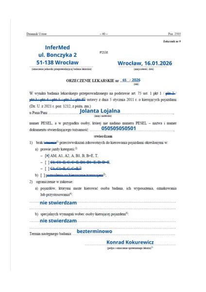 Badania lekarskie prawo jazdy